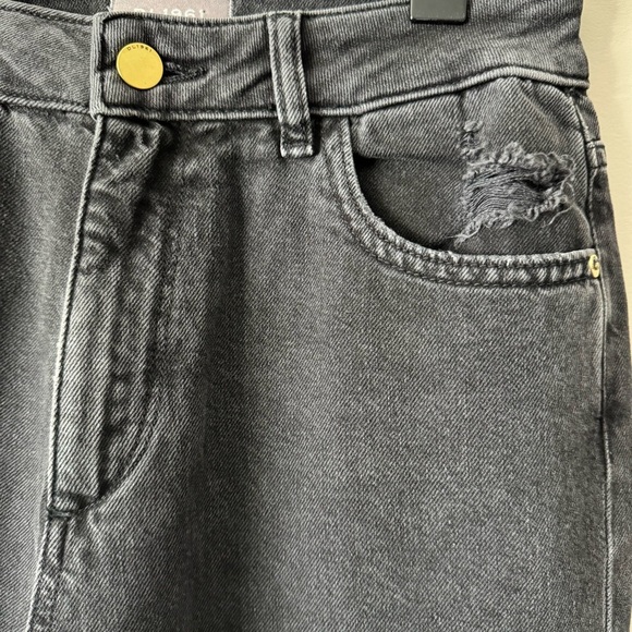 DL1961 JERRY HIGH RISE VINTAGE STRAIGHT DISTRESSED JEANS SIZE 25 STONE - Picture 4 of 12